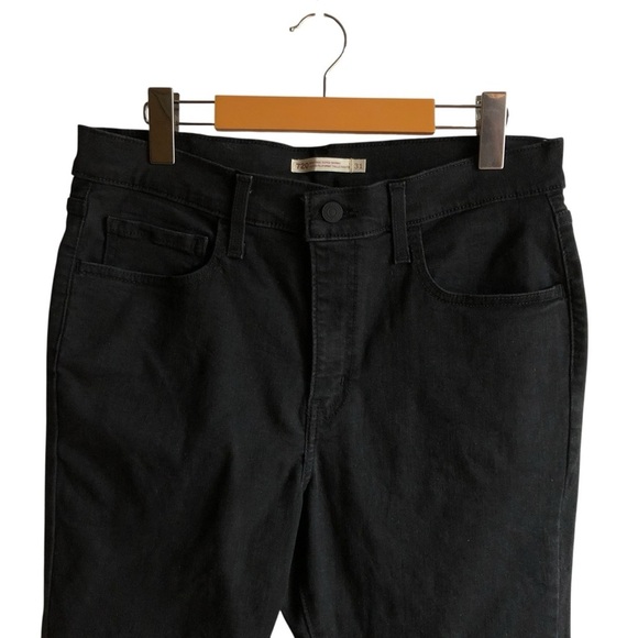 Levi’s 720 High Rise Super Skinny Jeans Size 31 Dark Black Ankle Length Denim - Picture 8 of 15